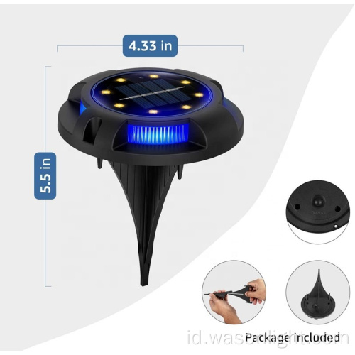 Lampu Tenaga Surya 8 Lampu Disk LED Lampu In-tanah tahan air bertenaga surya untuk taman, halaman, jalur, jalan setapak, dek, halaman